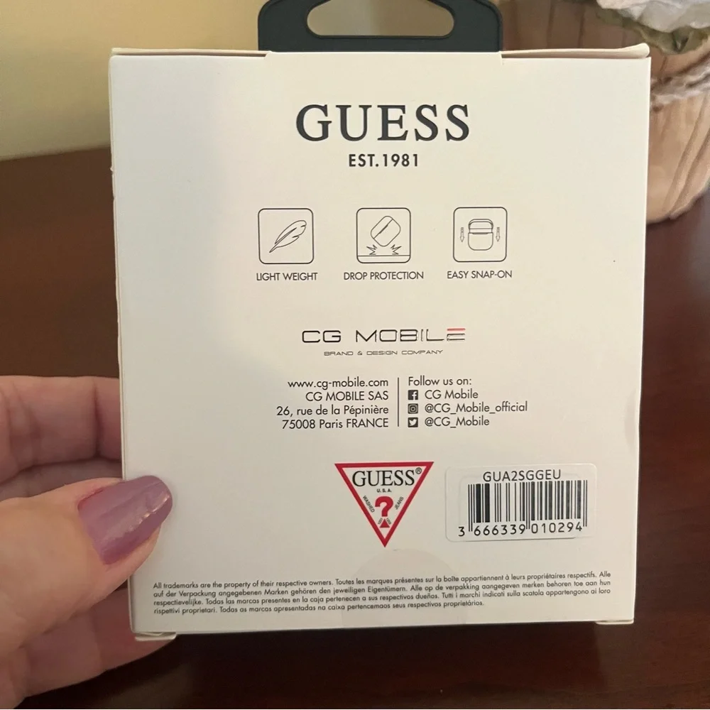 🌟🪻👂Guess Lavender With Gold Sparkles AirPods Case-‎ AirPods / AirPods 2